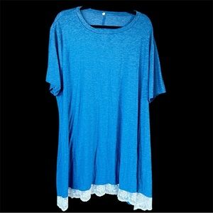 Blue Lace Hem Short Sleeve Tee